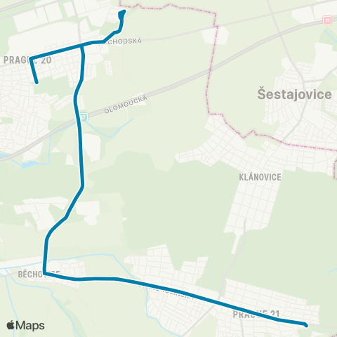 PID Sídliště Rohožník - Sídliště Horní Počernice map