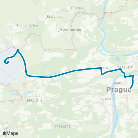 PID Hlavní Nádraží - Letiště / Terminál 1 map