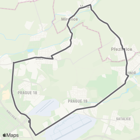 PID Praha,Letňany - Přezletice - Praha,Letňany map