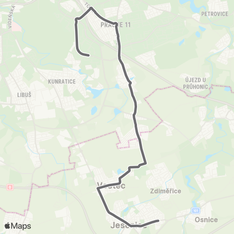 PID Praha,Volha - Jesenice map