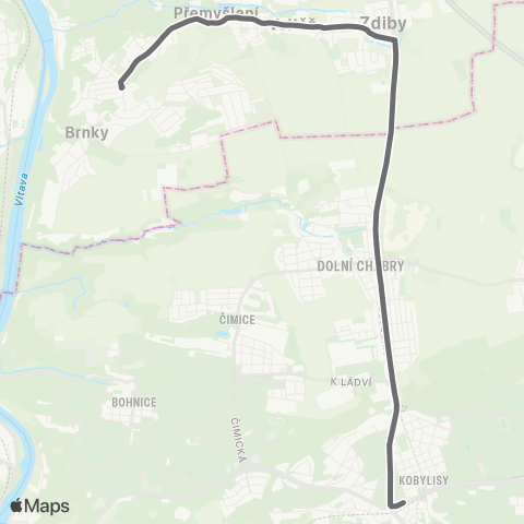 PID Praha,Kobylisy - Zdiby,Holosmetky / Brnky map