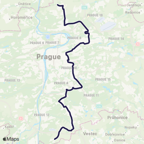 PID Dolní Chabry - Točná map