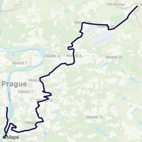 PID Smíchovské Nádraží - Vinoř map