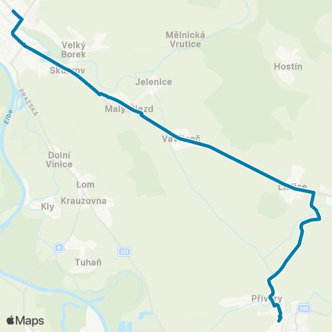 PID Mělník,Žel.St. - Všetaty,Žel.St. map
