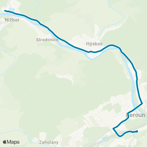 PID Beroun,Aut.St. - Nižbor map