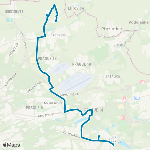 PID Třeboradický Hřbitov - Dolní Počernice map