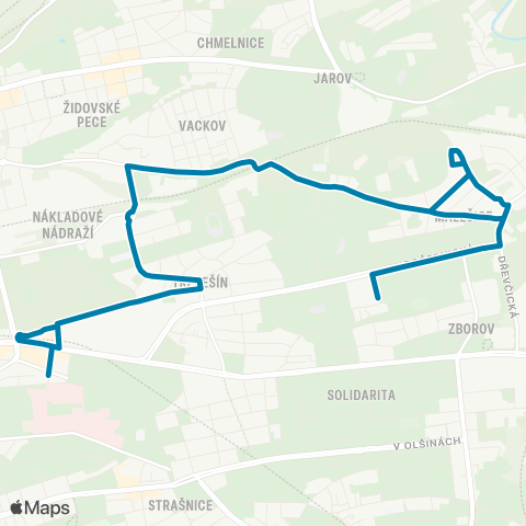 PID Nemocnice Vinohrady - Poliklinika Malešice map