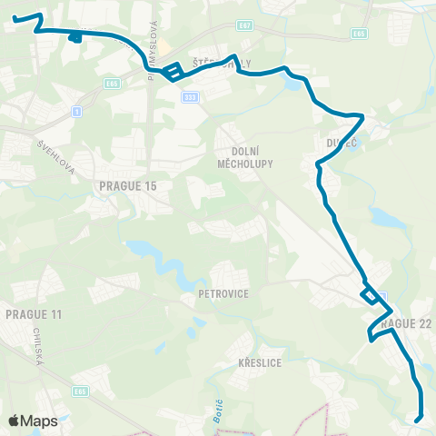 PID Poliklinika Malešice - Obchodní Centrum Štěrboholy - Benice map