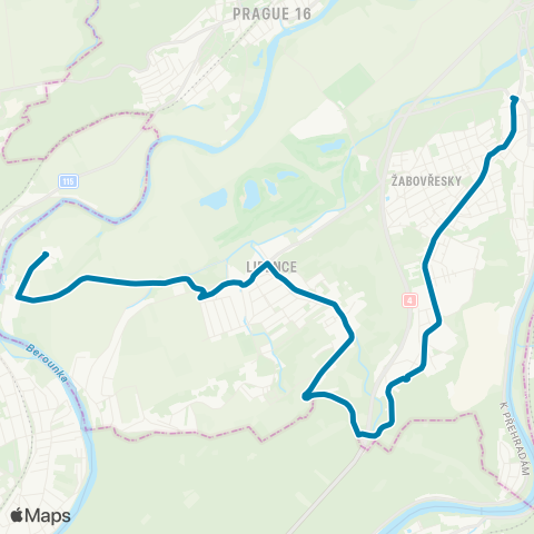 PID Zbraslavské Náměstí - Dolní Černošice map