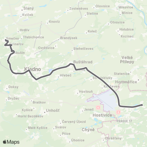 PID Praha,Nádraží Veleslavín - Smečno map