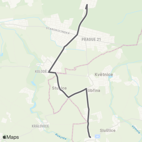 PID Praha,Černý Most - Křenice map