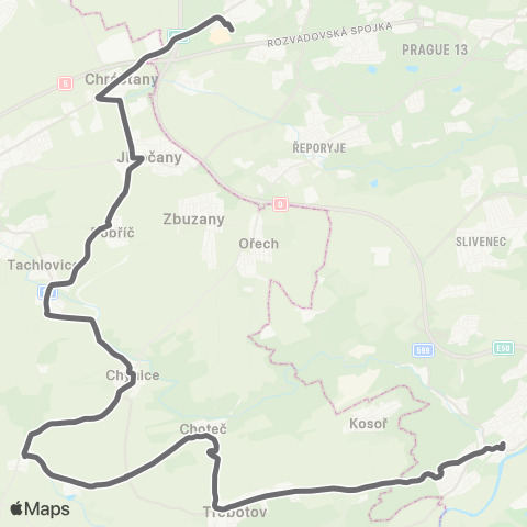 PID Praha,Zličín - Choteč - Praha,Nádraží Radotín map