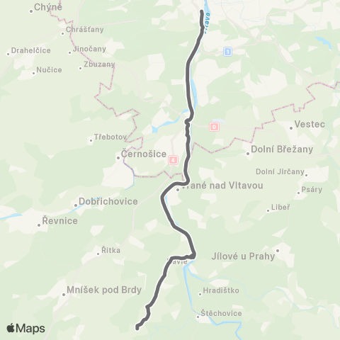 PID Praha,Smíchovské Nádraží - Davle - Nová Ves Pod Pleší map
