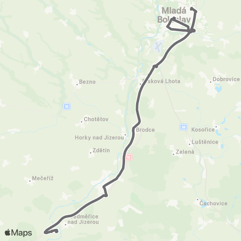 PID Praha,Černý Most - Benátky Nad Jizerou - Mladá Boleslav - Mnichovo Hradiště map