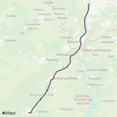 PID Praha,Smíchovské Nádraží - Mníšek Pod Brdy - Dobříš map