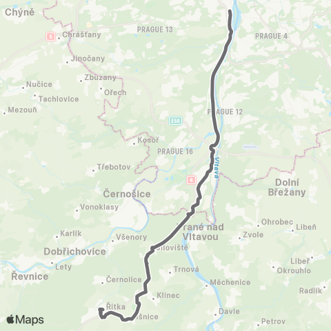 PID Praha,Smíchovské Nádraží - Řitka map