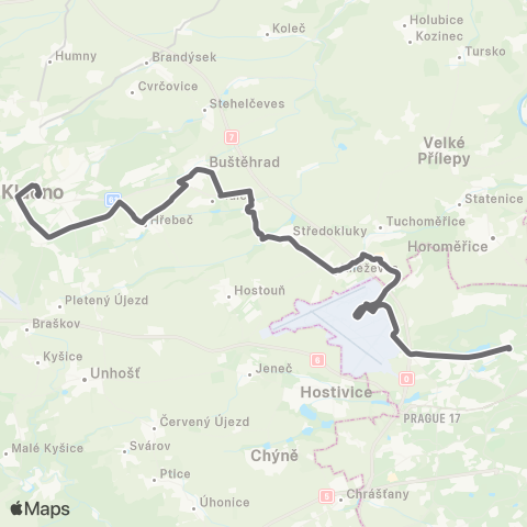 PID Praha,Nádraží Veleslavín - Středokluky - Kladno map