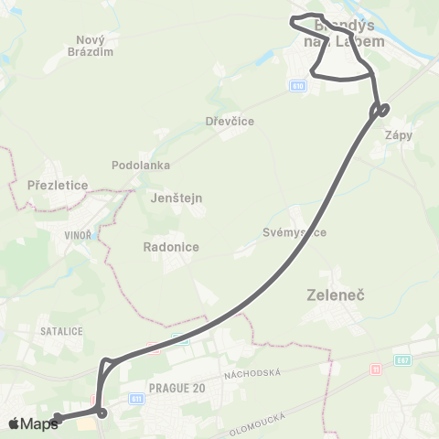 PID Praha,Černý Most - Brandýs Nad Labem-Stará Boleslav - Praha,Černý Most map