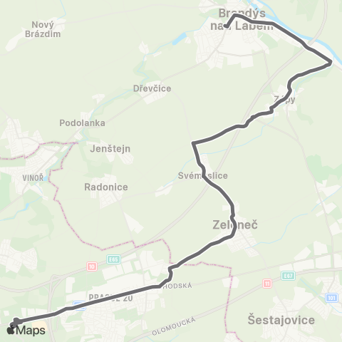 PID Praha,Černý Most - Brandýs Nad Labem-Stará Boleslav / Horoušany,Horoušánky map