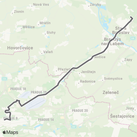 PID Praha,Českomoravská - Brandýs Nad Labem-Stará Boleslav map