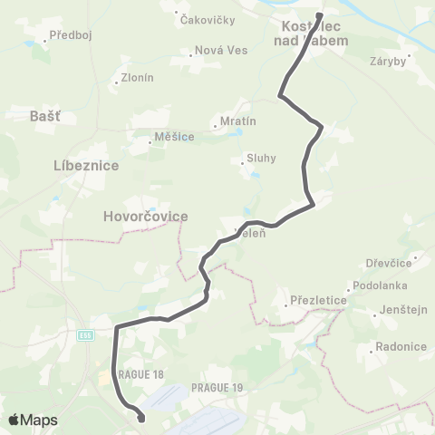 PID Praha,Letňany - Kostelec Nad Labem map