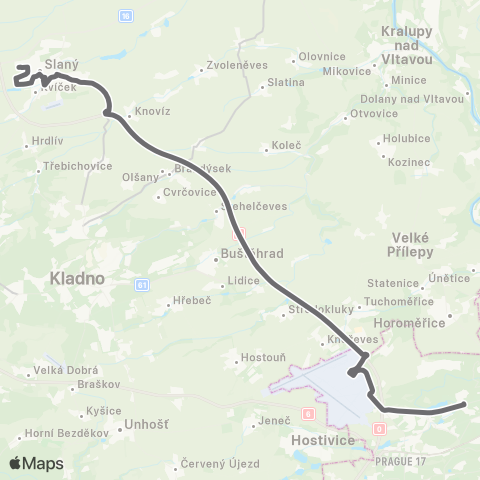 PID Praha,Nádraží Veleslavín - Slaný map