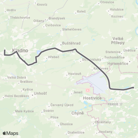 PID Praha,Nádraží Veleslavín - Kladno map
