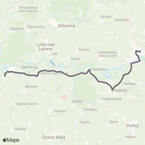 PID Nymburk - Sadská - Čelákovice map