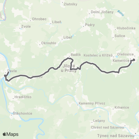 PID Davle - Jílové U Prahy - Kamenice map