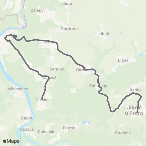 PID Březová-Oleško - Vrané Nad Vltavou - Jílové U Prahy map