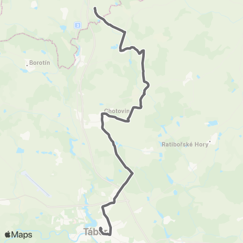 PID Tábor - Chotoviny - Nemyšl - Miličín map