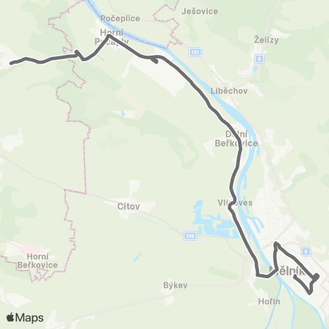 PID Mělník - Horní Počaply - Bechlín map