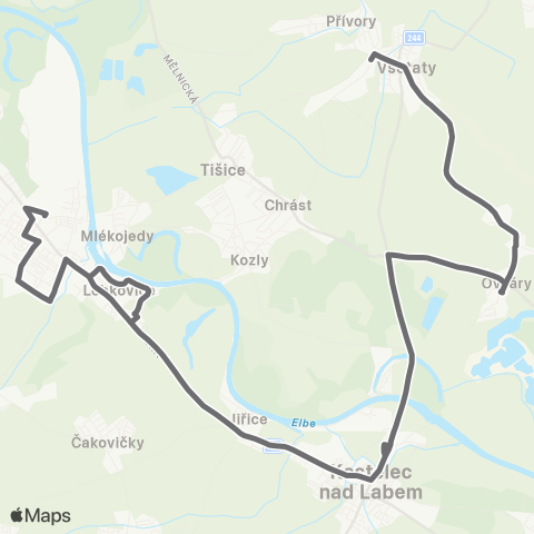PID Neratovice - Kostelec Nad Labem - Všetaty map