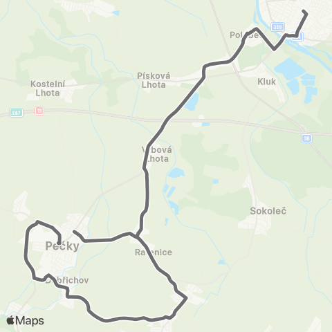 PID PoděBrady - Pečky map