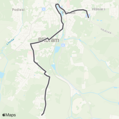 PID Mhd PřÍbram 502 Brod,Obec - Zdaboř - II. Poliklinika - Svatá Hora map