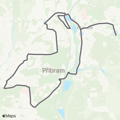 PID Mhd PřÍbram 503 Svatá Hora - Milínská - Zdaboř - Drkolnov - BřEzové Hory - Aut.Nádr. - Svatá Hora map