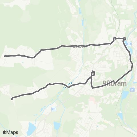 PID Mhd PřÍbram 505 Orlov - Aut.Nádr. - II.Poliklinika - Lazec - Kozičín map