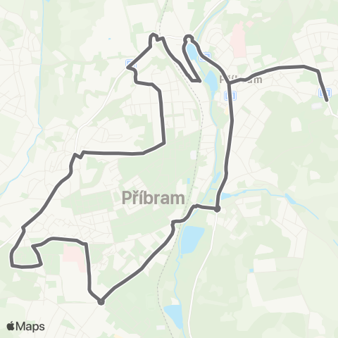 PID Mhd PřÍbram 508 Svatá Hora - Aut.Nádr. - BřEzové Hory - Drkolnov - Zdaboř - Milínská - Svatá Hora map