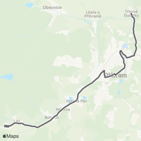 PID Trhové Dušníky - PřÍbram - Láz map