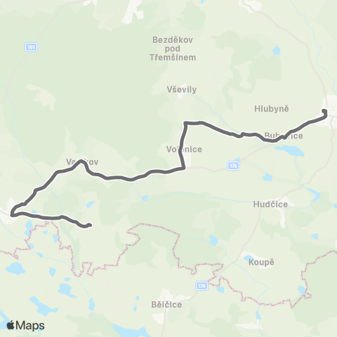 PID Březnice - HvožďAny map