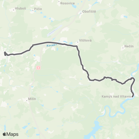 PID PřÍbram - Kamýk Nad Vltavou map
