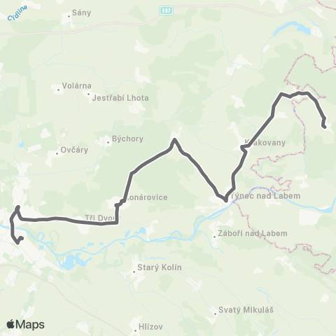 PID Kolín - Týnec Nad Labem - Hlavečník map