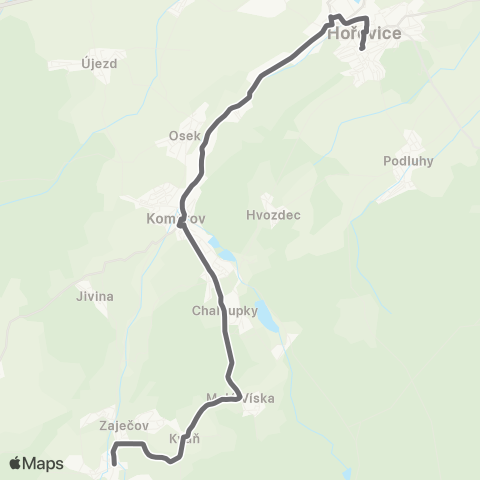 PID HořOvice - Komárov - Zaječov map