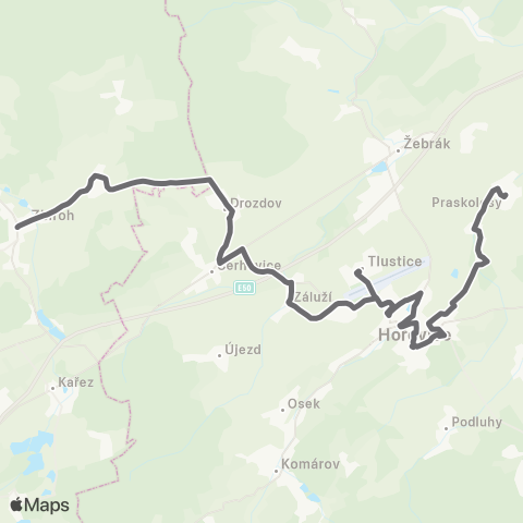 PID Praskolesy - HořOvice - Zbiroh map