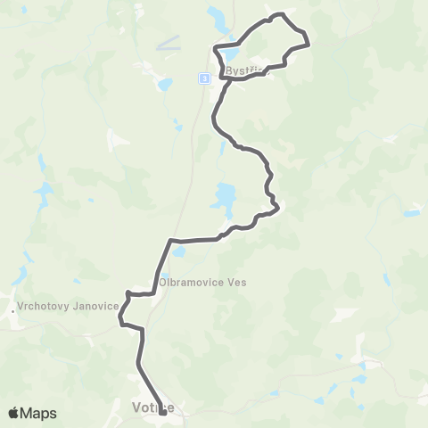 PID Votice - Olbramovice - BystřIce map
