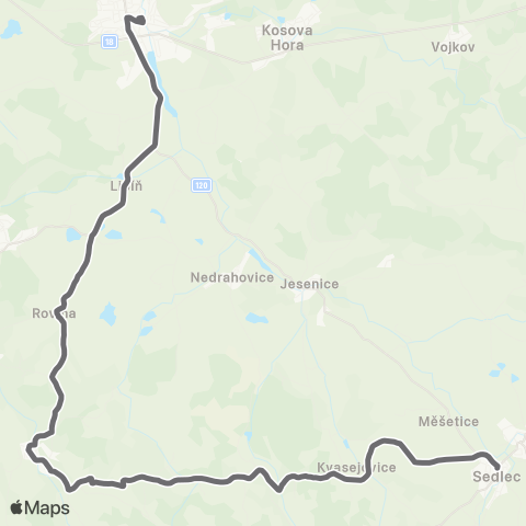 PID Sedlčany - Nechvalice - Sedlec-Prčice map