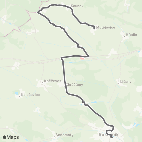 PID Rakovník - Kounov - MutěJovice map