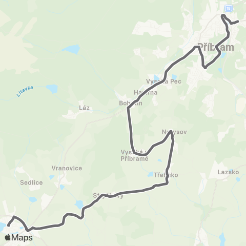 PID PřÍbram - TřEbsko - Rožmitál Pod TřEmšínem map