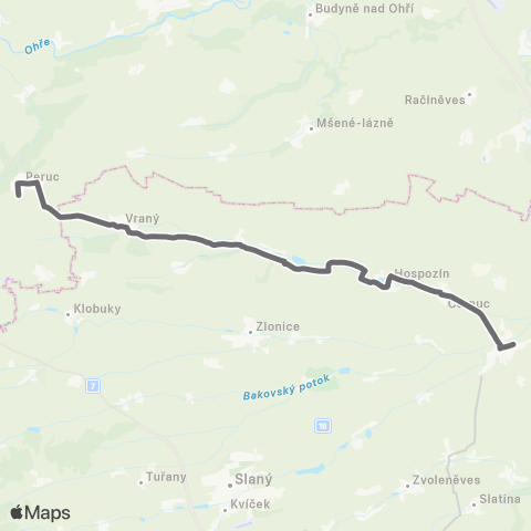 PID Velvary - Poštovice - Peruc map