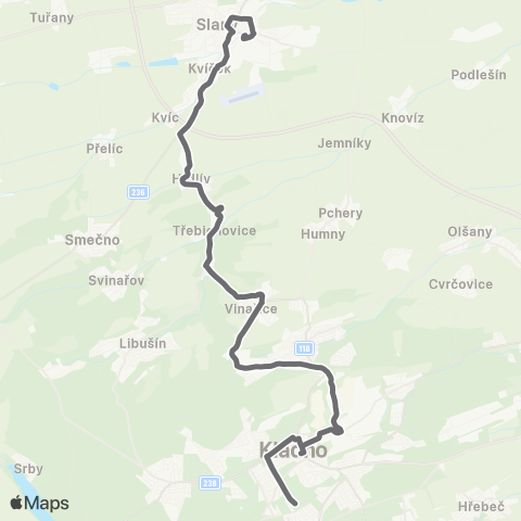 PID Kladno - Vinařice - Slaný map